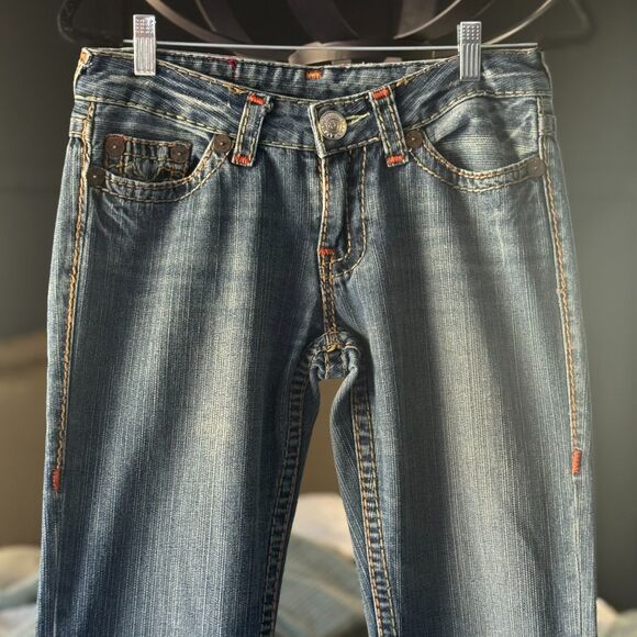 True Religion Bobby Super T Jeans 29 Made in USA Distressed Raw Hem Thick Stitch - Picture 14 of 14